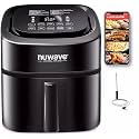 Nuwave Brio 8-Qt Air Fryer, Powerful 1800W, Easy-to-Read Cool White Display, 50°-400°F Temp Controls, 100 Pre-Programmed Presets &amp; 50 Memory Slots, Integrated Smart Thermometer, Linear T Technology