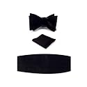 NV Holders: Men's Premium 100% Silk Cummerbund, Bow Tie, Handkerchief - Black Tuxedo set