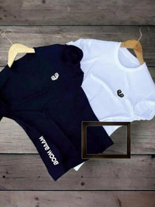 nvgarment solid men round neck white black t-shirt