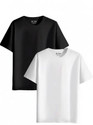 NVGARMENT Solid Men Round Neck Black, White T-Shirt