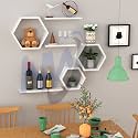 Wooden Attractive Hexagonal Shape Wall Hanging Shelf Book Shelf | Plant Stand for Living Room Bedroom &amp; Office Decoration (White)