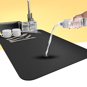 nxilo large dish drying mat for kitchen 40x60 cm - water absorbent mats for kitchen non-slip mat for kitchen counter quick drying ideal for dishes amp utensils 60 x40 large