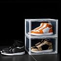 NYALKARAN Shoe Storage Organizer Box for Sneakers – Transparent, Heavy Duty, Stackable with Magnetic Door – Large Plastic Shoe Box for Men &amp; Women (Transparent, Pack of 1)