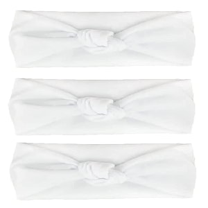 nyamah sales women and girls cotton hairband elastic head bands ladies hair styling band hair accessories pack of 3 white