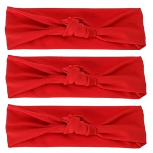 nyamah sales women and girls cotton hairband elastic head bands ladies hair styling band hair accessories pack of 3 red