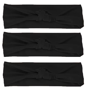nyamah sales women and girls cotton hairband elastic head bands ladies hair styling band hair accessories pack of 3 black