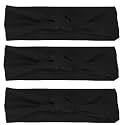 Nyamah Sales Women and Girls Cotton Hairband Elastic Head Bands Ladies Hair Styling Band Hair Accessories Pack of 3 (Black)