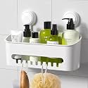 Vacuum Suction Shower Caddy – No-Drill Wall Mount Shelf for Bathroom, Kitchen & Bedroom | Removable Storage Rack for Shampoo, Toiletries & More [ND-AW558]