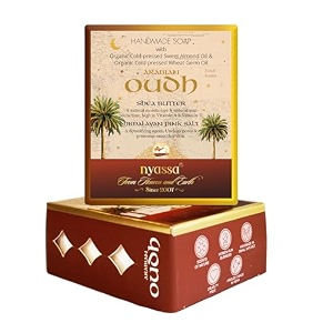 nyassa premium arabian oudh handmade natural bathing soap-150grm  shea butter organic sweet almond oil  oud fragrance  moisturizer  smooth amp soft skin  all skin type 150gm