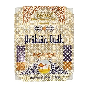 nyassa premium arabian oud handmade natural bathing soap  shea butter organic sweet almond oil musky fragrance  moisturizer  all skin type 75gm