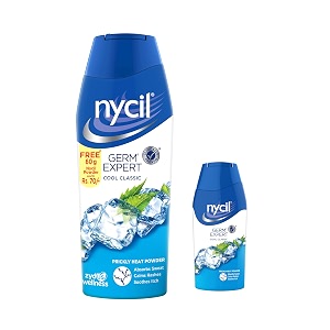 nycil germ expert prickly heat powder150gm50gm assorted fragrances cool classic with bringa cleanser trial pack