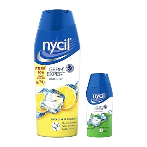 nycil germ expert cool lime prickly heat and cooling powder - 150 g  60 g free nycil cool lime  get relief from skin problems
