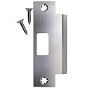 NYCO Door Strike Plate 4 7/8" x 3 3/8" x 1 1/4" - Deadbolt Strike Plate Door Backplate - Round Extended Corner -Steel with Black Finish - Strike Plates (Satin Chrome US26D)