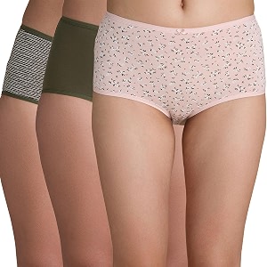 nykd nyp036 breathable comfortable cotton full brief panty set for women pack of 3  high waist full coverage underwear  super soft no roll waistband elastic all day comfort