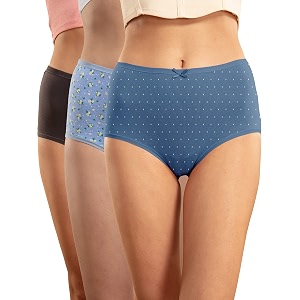 nykd nyp036 breathable comfortable cotton full brief panty set for women pack of 3  high waist full coverage underwear  super soft no roll waistband elastic all day comfort