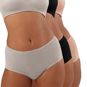 nykd nyp036 breathable comfortable cotton full brief panty set for women pack of 3  high waist full coverage underwear  super soft no roll waistband elastic all day comfort