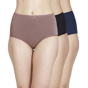 nykd nyp036 breathable comfortable cotton full brief panty set for women pack of 3  high waist full coverage underwear  super soft no roll waistband elastic all day comfort