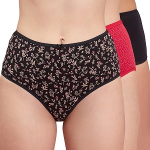 nykd nyp036 breathable comfortable cotton full brief panty set for women pack of 3  high waist full coverage underwear  super soft no roll waistband elastic all day comfort
