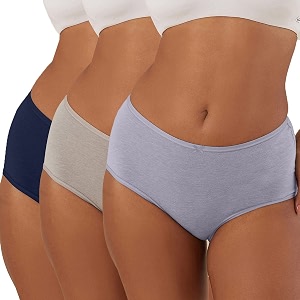 nykd nyp036 breathable comfortable cotton full brief panty set for women pack of 3  high waist full coverage underwear  super soft no roll waistband elastic all day comfort