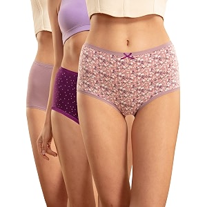 nykd nyp036 breathable comfortable cotton full brief panty set for women pack of 3  high waist full coverage underwear  super soft no roll waistband elastic all day comfort