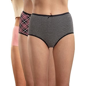 nykd nyp036 breathable comfortable cotton full brief panty set for women pack of 3  high waist full coverage underwear  super soft no roll waistband elastic all day comfort