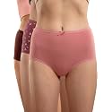 Nykd (NYP036) Breathable Comfortable Cotton Full Brief Panty Set for Women (Pack of 3) | High Waist Full Coverage Underwear | Super Soft No Roll Waistband Elastic All Day Comfort