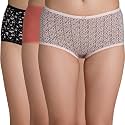 Nykd (NYP036) Breathable Comfortable Cotton Full Brief Panty Set for Women (Pack of 3) | High Waist Full Coverage Underwear | Super Soft No Roll Waistband Elastic All Day Comfort