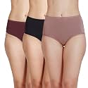 Nykd (NYP036) Breathable Comfortable Cotton Full Brief Panty Set for Women (Pack of 3) | High Waist Full Coverage Underwear | Super Soft No Roll Waistband Elastic All Day Comfort