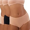 Nykd (NYP036) Breathable Comfortable Cotton Full Brief Panty Set for Women (Pack of 3) | High Waist Full Coverage Underwear | Super Soft No Roll Waistband Elastic All Day Comfort