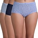 Nykd (NYP036) Breathable Comfortable Cotton Full Brief Panty Set for Women (Pack of 3) | High Waist Full Coverage Underwear | Super Soft No Roll Waistband Elastic All Day Comfort
