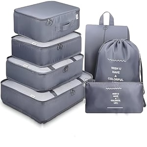 Nylon 7 Pcs Travel Organizer Pouch Packing