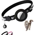 Nylon Airtag Cat Collar Breakaway, Reflective Kitten Collar With Airtag Holder And Bell, Lightweight 0.4 Inch Wide For Girls And Boys (Black, Without Airtag) Medium