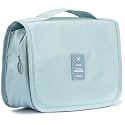Nylon Large Capacity Portable Travel Toiletry Bag with Hanging Hook Waterproof Cosmetic Case Makeup Pouch Kit for Men Women with Carry Handle AATCB-1 (Sky Blue)