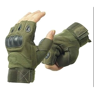 nylon tactical half finger gloves for sports hard knucklehikingcycllingtravellingcampingoutdoorboxing motorcycle riding arm shooting gym gloves green