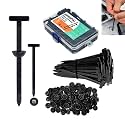 Nylon Universal Cable Tie Buckle,Heavy Duty Black Zip Ties With Pin &amp; Button Design Plastic Cable Ties Tool Fasteners Car Body UV Resistant Zipties for Car Daily Replacement Screw Fixing 100pcs