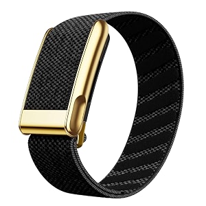 nylon wrist strap for whoop 50 lifemg band ecg compatible strap - durable adjustable strap  breathable comfortable bands for workout sleep device not included black gold