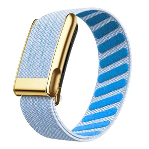 nylon wrist strap for whoop 50 lifemg band ecg compatible strap - durable adjustable strap  breathable comfortable bands for workout sleep device not included light blue gold