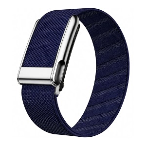 nylon wrist strap for whoop 50 lifemg band ecg compatible strap - durable adjustable strap  breathable comfortable bands for workout sleep device not included navy blue titanium