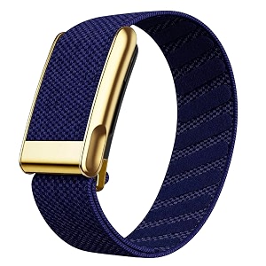 nylon wrist strap for whoop 50 lifemg band ecg compatible strap - durable adjustable strap  breathable comfortable bands for workout sleep device not included navy blue gold