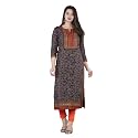 NYPA Women Ethnic Wear Gota Lacs Work Gota Lacs Work Printed Flared Full Length Long Skirt- Brown