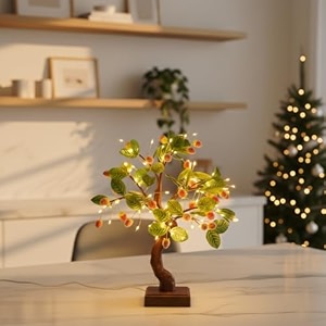 nyrwana bonsai led desk tree lamp with strawberry bead lights touch sensor table night lamp for indoor home bedroom wedding dcor romantic valentine gift for her him couple anniversary