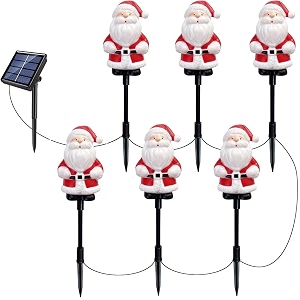 nyrwana valentine amp christmas decorations  solar garden stake lights outdoor weatherproof santa claus pathway lights solar-powered led lights for lawn amp romantic home decor