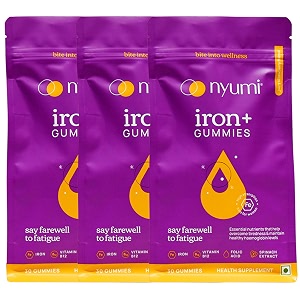 nyumi iron gummies to boost energy amp reduce fatigue  90 days pack 90 gummies  with zinc spinach extract amp vitamin b12  100 vegan and gut-friendly
