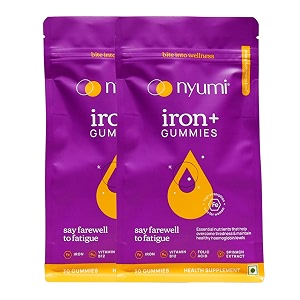 nyumi iron gummies to boost energy amp reduce fatigue  60 days pack 60 gummies  with zinc spinach extract amp vitamin b12  100 vegan and gut-friendly