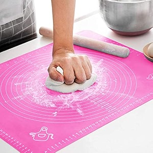 nyza baking mat for pastry rolling with measurements  silicone non-stick fondant mat  liner heat resistance table  reusable bpa free baking mat 50  40 cm blue