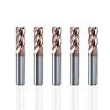 NZ 4 Flute 1/2" Square End Mill TiSiN-Coated Carbide HRC55 for Hardened Stainless Alloy Steel Titanium Cast Iron 5-Piece Set