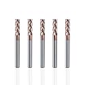 NZ 1/4" 4-Flute Square End Mill HRC55 TiSiN-Coated for Stainless Steel &amp; Hardened Materials - 5pcs Set