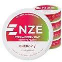 NZE Caffeine Nootropic Pouches (Strawberry Kiwi) - Energy Pouches with 50mg Caffeine, Alpha GPC, L-Tyrosine &amp; L-Theanine - No Sugar or Artificial Sweeteners - 15 Nicotine Free Pouches Per Can - 5 Pack