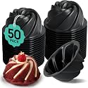 O'Creme Bakeable Plastic Mini Swirl Cake Pan, Baking Pan With Non-Stick Silicone, Reusable nonstick baking molds, Durable, Lightweight, Easy Storage for Baking and Much More - 50 QTY Pack