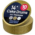 O'CREME Gold Wraparound Cake Pastry Round Drum Board 1/4 Inch Thick, 14 Inch Diameter - Pack of 10